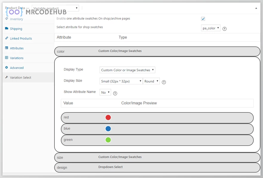 WooCommerce Color or Image Variation Swatches