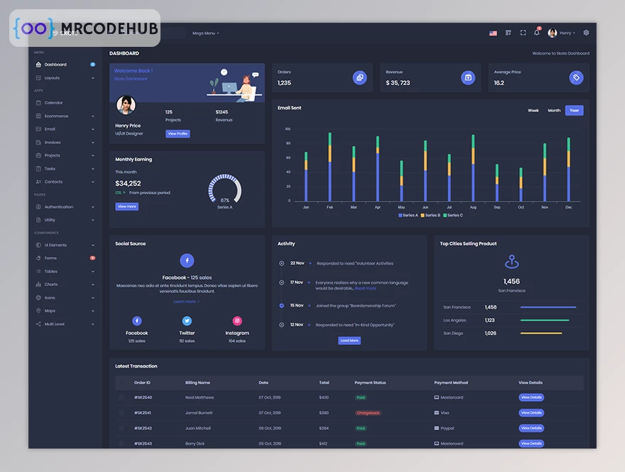 Skote Vuejs + Laravel Admin Dashboard Template